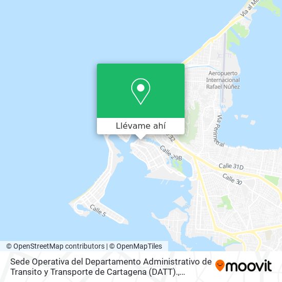 Mapa de Sede Operativa del Departamento Administrativo de Transito y Transporte de Cartagena (DATT).