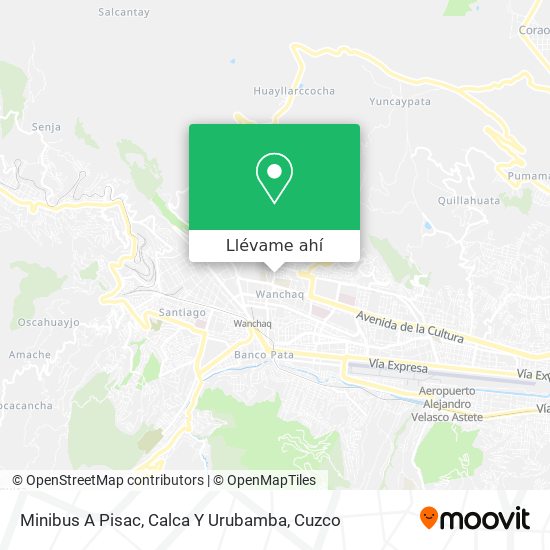 Mapa de Minibus A Pisac, Calca Y Urubamba
