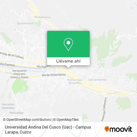 Mapa de Universidad Andina Del Cusco (Uac) - Campus Larapa