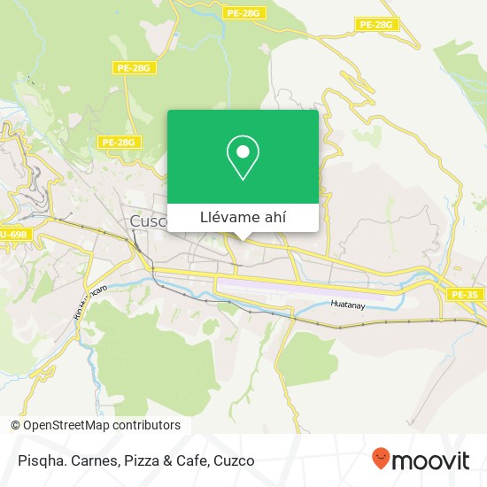 Mapa de Pisqha. Carnes, Pizza & Cafe, Calle Segura Wanchaq, 08002