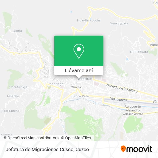 Mapa de Jefatura de Migraciones Cusco