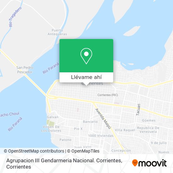 Mapa de Agrupacion III Gendarmeria Nacional. Corrientes