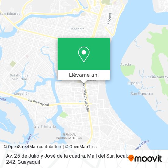 Mapa de Av. 25 de Julio y José de la cuadra, Mall del Sur, local: 242