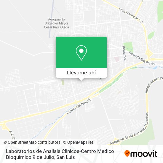 Mapa de Laboratorios de Analisis Clinicos-Centro Medico Bioquimico 9 de Julio