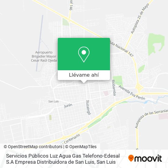 Mapa de Servicios Públicos Luz Agua Gas Telefono-Edesal S.A Empresa Distribuidora de San Luis