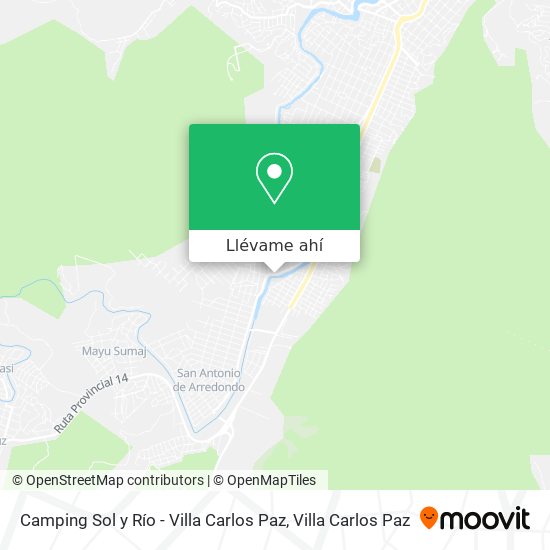 Mapa de Camping Sol y Río - Villa Carlos Paz