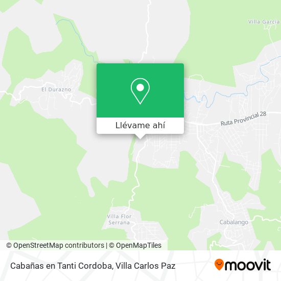 Mapa de Cabañas en Tanti Cordoba