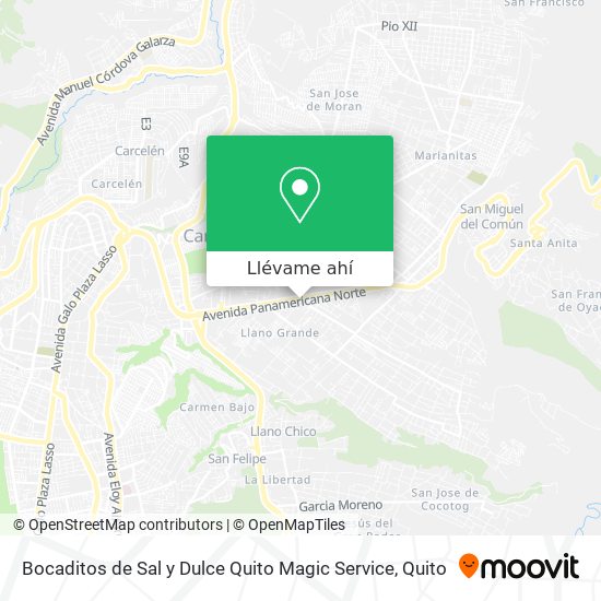 Mapa de Bocaditos de Sal y Dulce Quito Magic Service