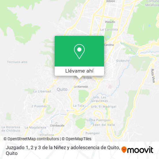 Mapa de Juzgado 1, 2 y 3 de la Niñez y adolescencia de Quito