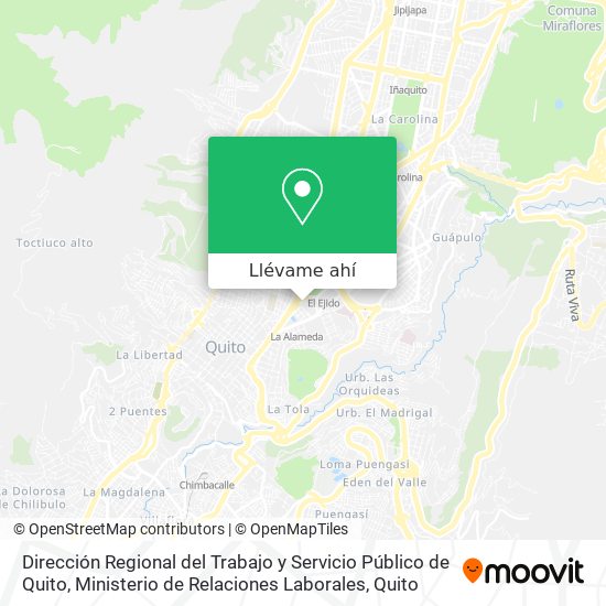 Mapa de Dirección Regional del Trabajo y Servicio Público de Quito, Ministerio de Relaciones Laborales