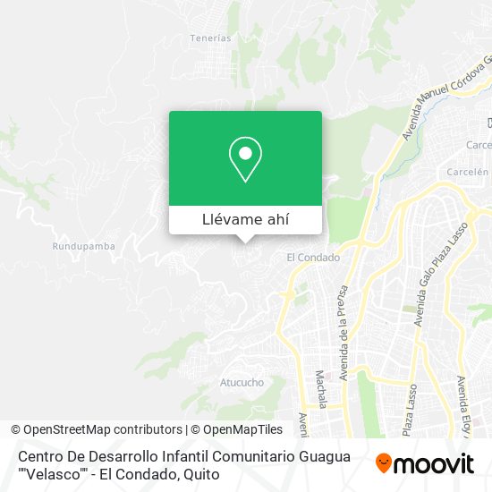 Mapa de Centro De Desarrollo Infantil Comunitario Guagua ""Velasco"" - El Condado
