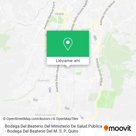 Mapa de Bodega Del Beaterio Del Ministerio De Salud Pública - Bodega Del Beaterio Del M. S. P.