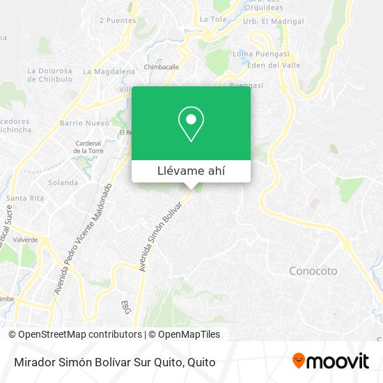 Mapa de Mirador Simón Bolívar Sur Quito