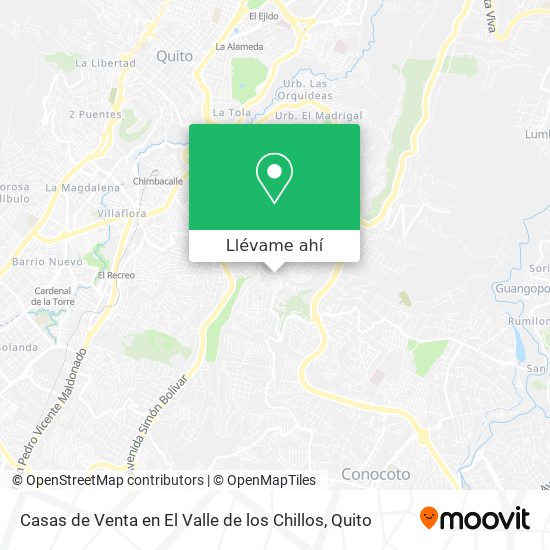 Mapa de Casas de Venta en El Valle de los Chillos