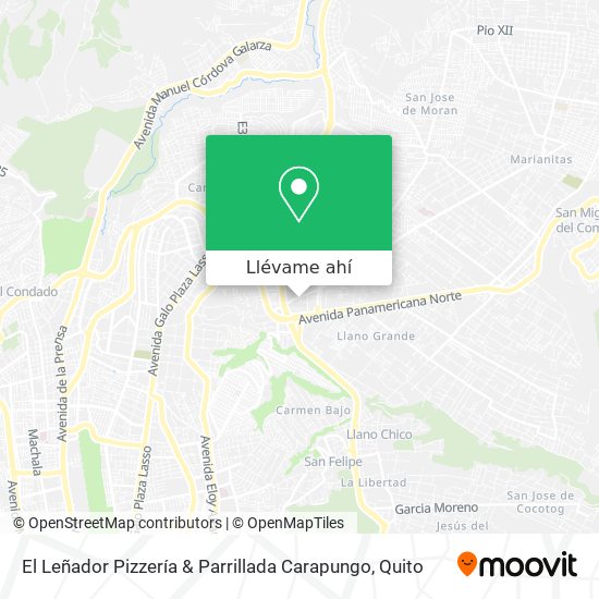 Mapa de El Leñador Pizzería & Parrillada Carapungo