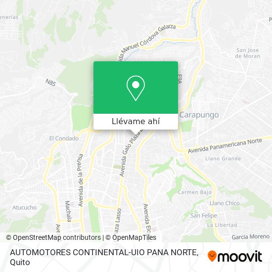 Mapa de AUTOMOTORES CONTINENTAL-UIO PANA NORTE