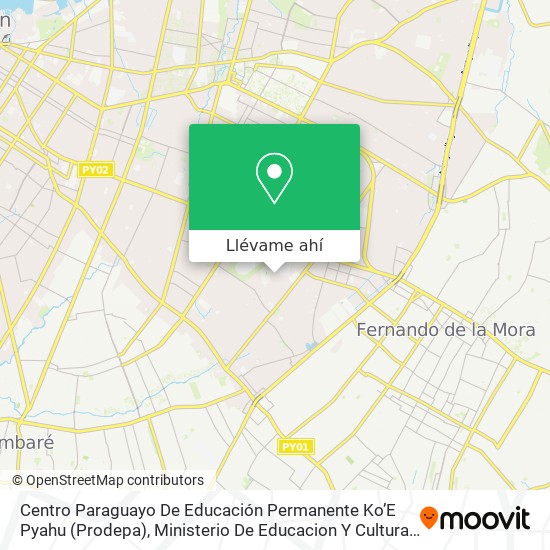Mapa de Centro Paraguayo De Educación Permanente Ko’E Pyahu (Prodepa), Ministerio De Educacion Y Cultura (Mec) Paraguay