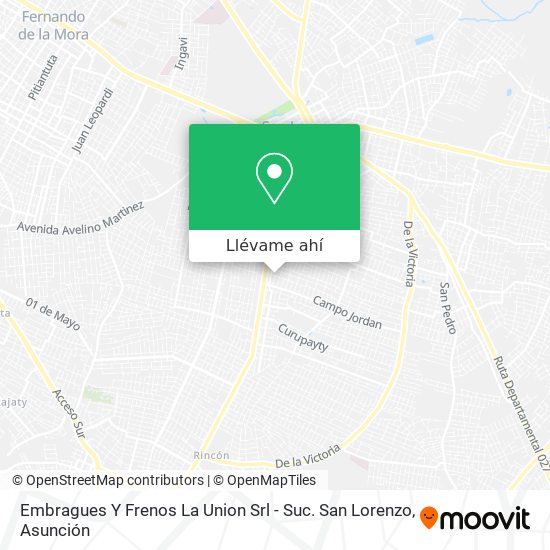 Mapa de Embragues Y Frenos La Union Srl - Suc. San Lorenzo