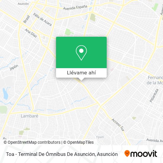 Mapa de Toa - Terminal De Ómnibus De Asunción