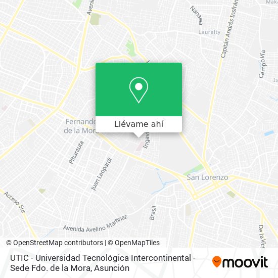 Mapa de UTIC - Universidad Tecnológica Intercontinental - Sede Fdo. de la Mora
