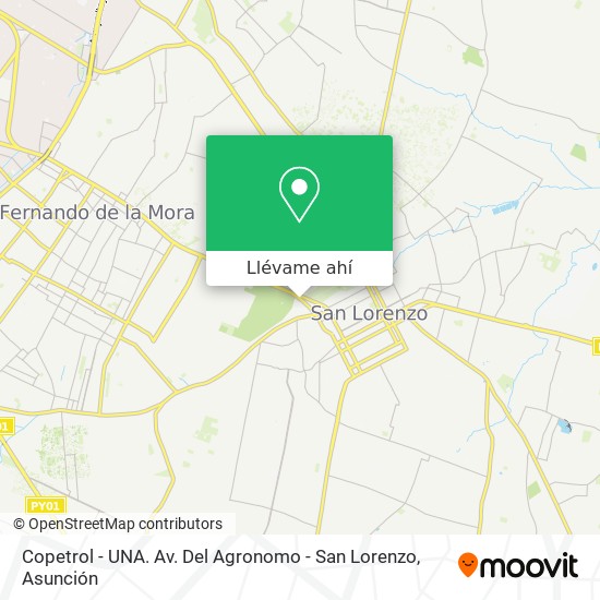 Mapa de Copetrol - UNA. Av. Del Agronomo - San Lorenzo