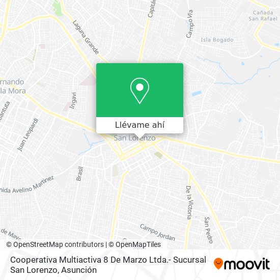 Mapa de Cooperativa Multiactiva 8 De Marzo Ltda.- Sucursal San Lorenzo