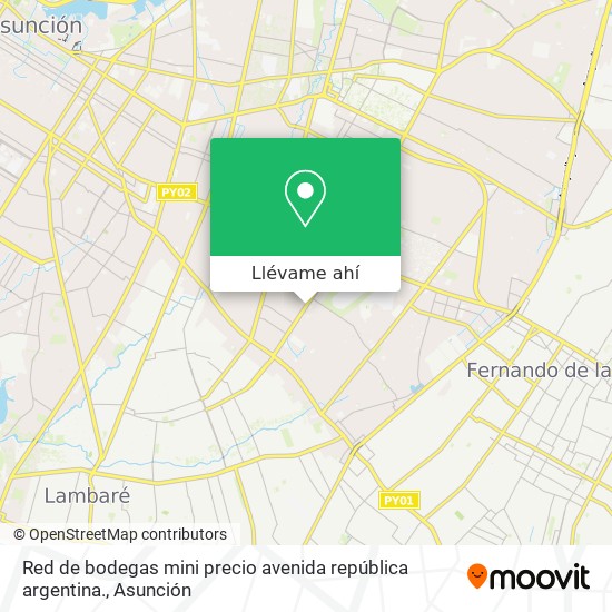 Mapa de Red de bodegas mini precio avenida república argentina.