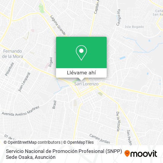 Mapa de Servicio Nacional de Promoción Profesional (SNPP) Sede Osaka