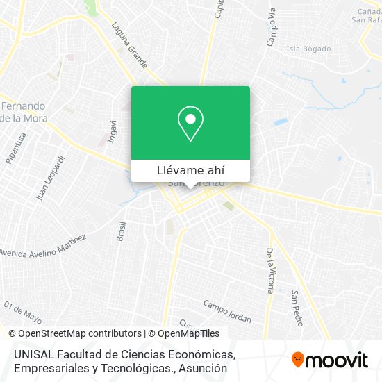 Mapa de UNISAL Facultad de Ciencias Económicas, Empresariales y Tecnológicas.