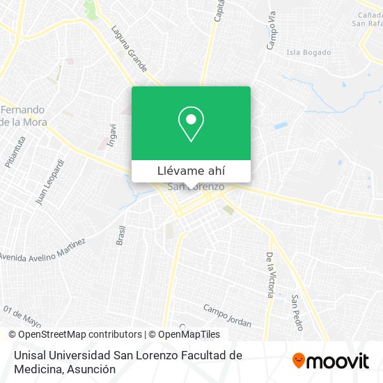 Mapa de Unisal Universidad San Lorenzo Facultad de Medicina