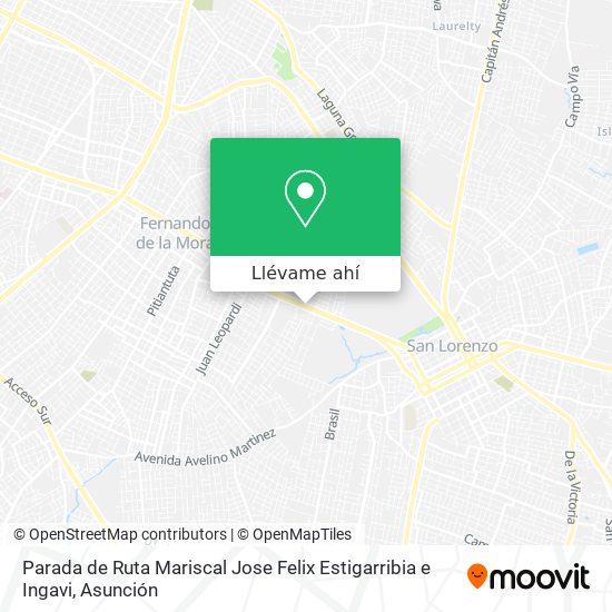 Mapa de Parada de Ruta Mariscal Jose Felix Estigarribia e Ingavi
