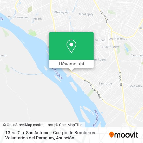 Mapa de 13era Cia. San Antonio - Cuerpo de Bomberos Voluntarios del Paraguay