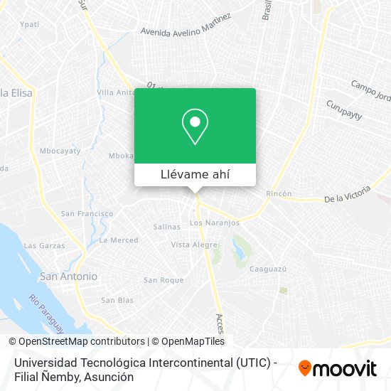 Mapa de Universidad Tecnológica Intercontinental (UTIC) - Filial Ñemby