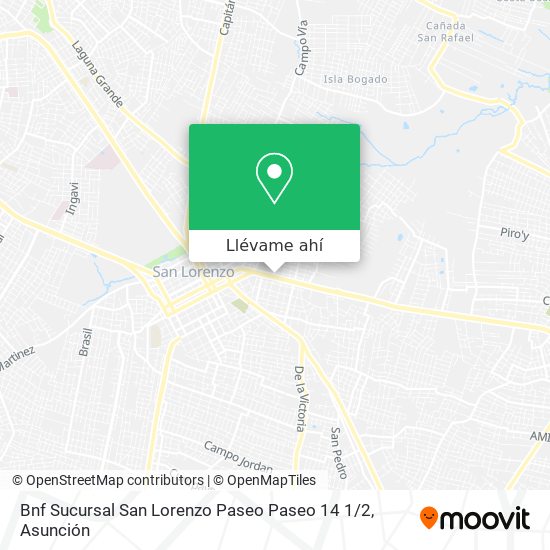 Mapa de Bnf Sucursal San Lorenzo Paseo Paseo 14 1 / 2