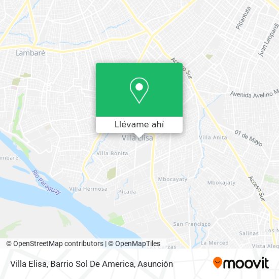Mapa de Villa Elisa, Barrio Sol De America
