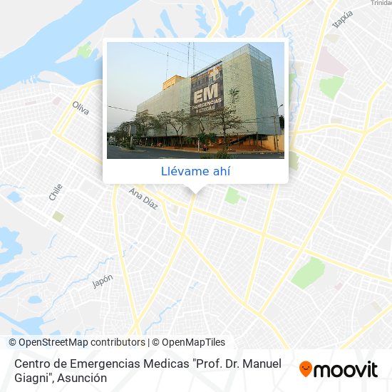 Mapa de Centro de Emergencias Medicas "Prof. Dr. Manuel Giagni"