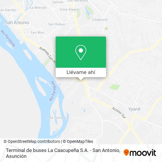 Mapa de Terminal de buses La Caacupeña S.A. - San Antonio