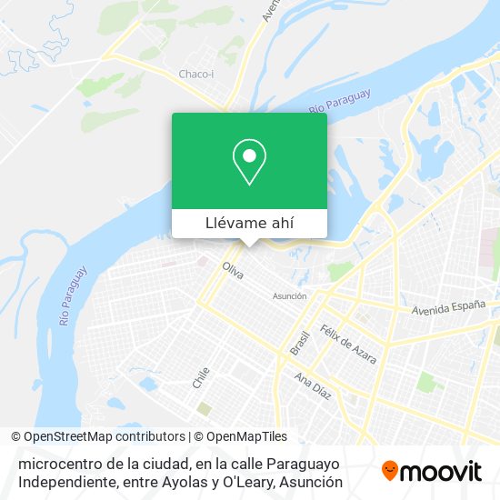 Mapa de microcentro de la ciudad, en la calle Paraguayo Independiente, entre Ayolas y O'Leary