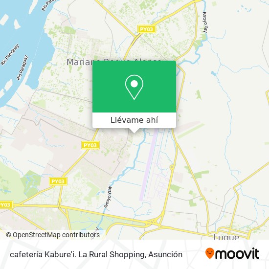 Mapa de cafetería Kabure'i. La Rural Shopping