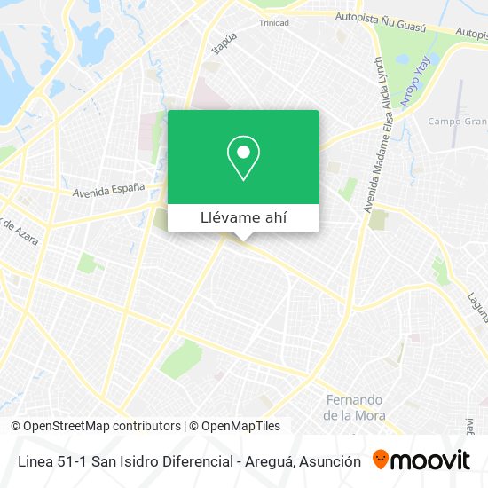 Mapa de Linea 51-1 San Isidro Diferencial - Areguá