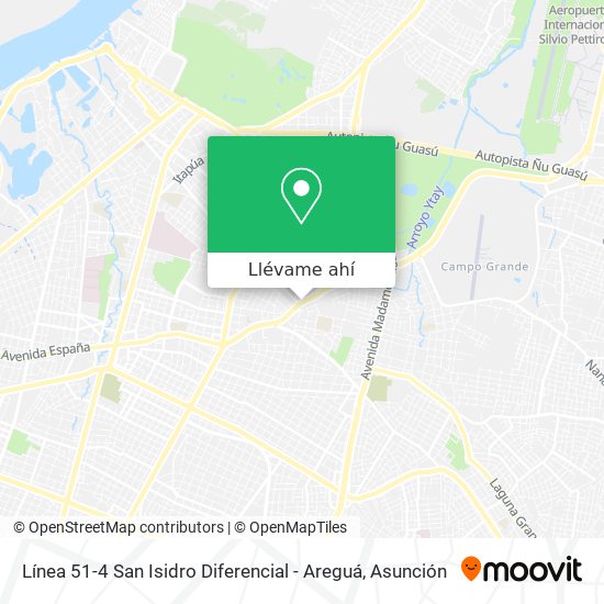 Mapa de Línea 51-4 San Isidro Diferencial - Areguá