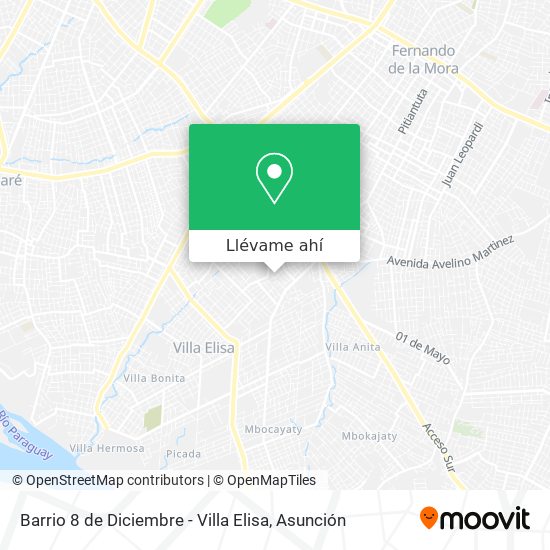 Mapa de Barrio 8 de Diciembre - Villa Elisa