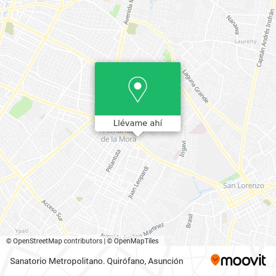 Mapa de Sanatorio Metropolitano. Quirófano