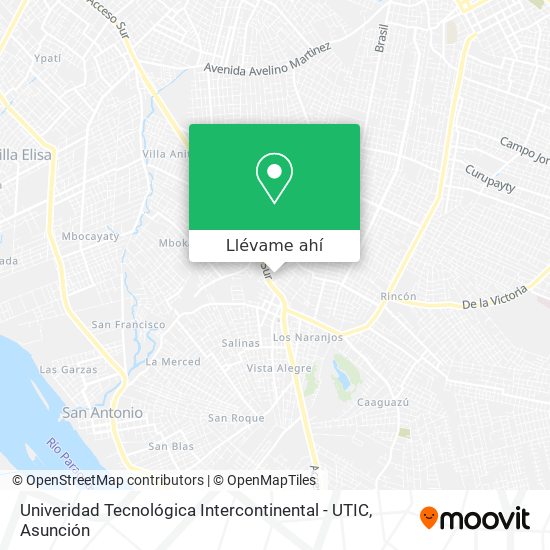 Mapa de Univeridad Tecnológica Intercontinental - UTIC