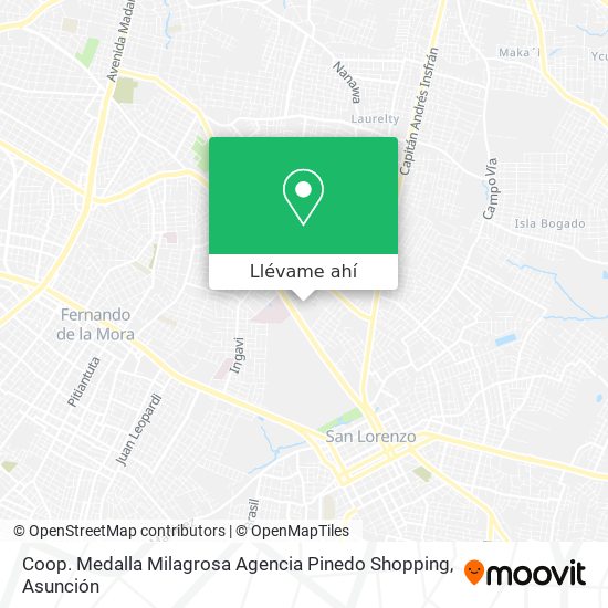 Mapa de Coop. Medalla Milagrosa Agencia Pinedo Shopping