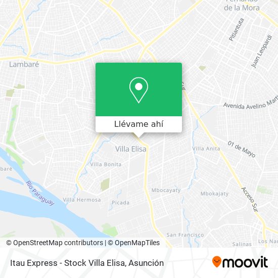 Mapa de Itau Express - Stock Villa Elisa