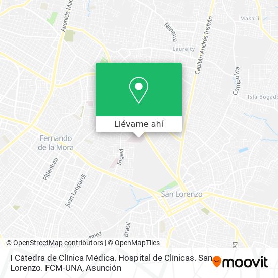 Mapa de I Cátedra de Clínica Médica. Hospital de Clínicas. San Lorenzo. FCM-UNA