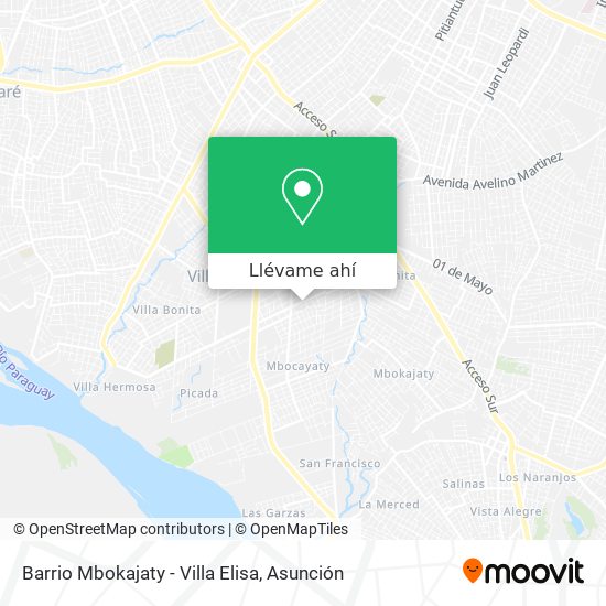 Mapa de Barrio Mbokajaty - Villa Elisa