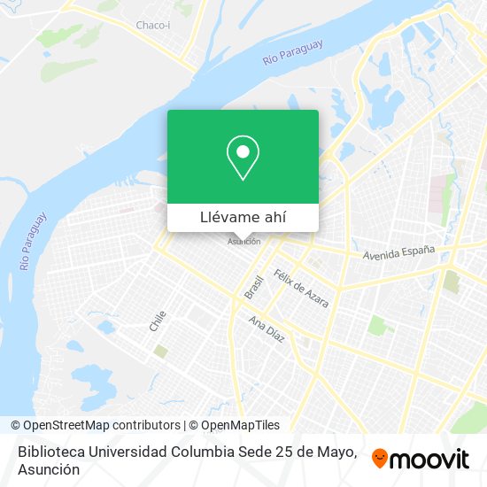 Mapa de Biblioteca Universidad Columbia Sede 25 de Mayo