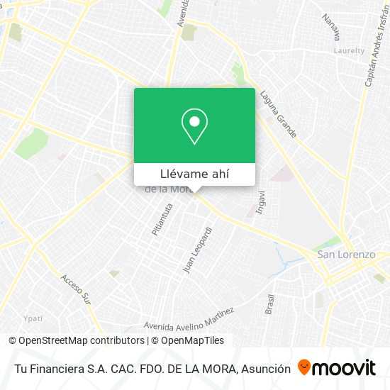 Mapa de Tu Financiera S.A. CAC. FDO. DE LA MORA